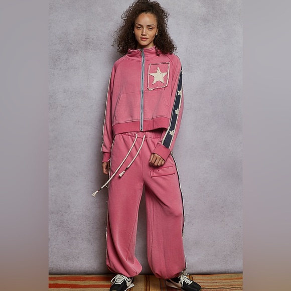 POL “ Sunday Sprints “ Matching Set French Terry TracksuitPink